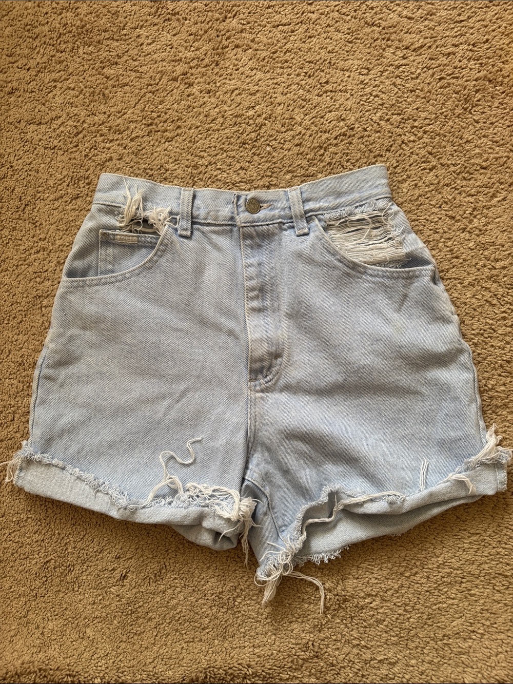 Lee High Rise Distressed Denim Shorts - Picture 2 of 5